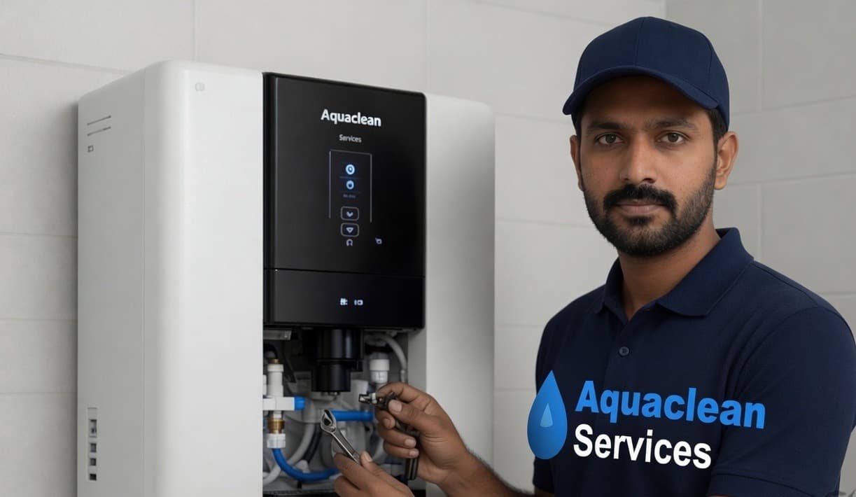 Aquaclean technician installing an Aquaguard